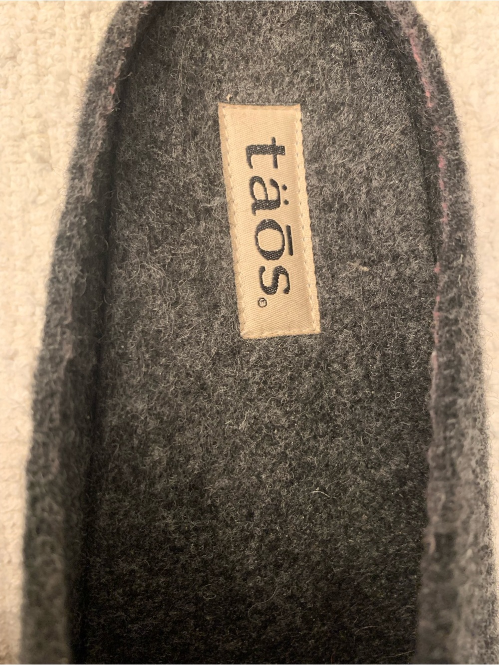 Taos Footwear Charcoal Gray Felt Slip-On Slippers with Brown Accent - Picture 5 of 6